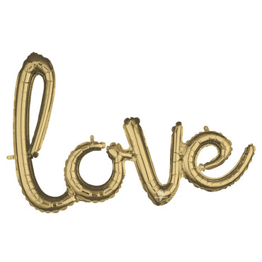 Love Script Phrase White Gold Foil Balloon - Party Centre