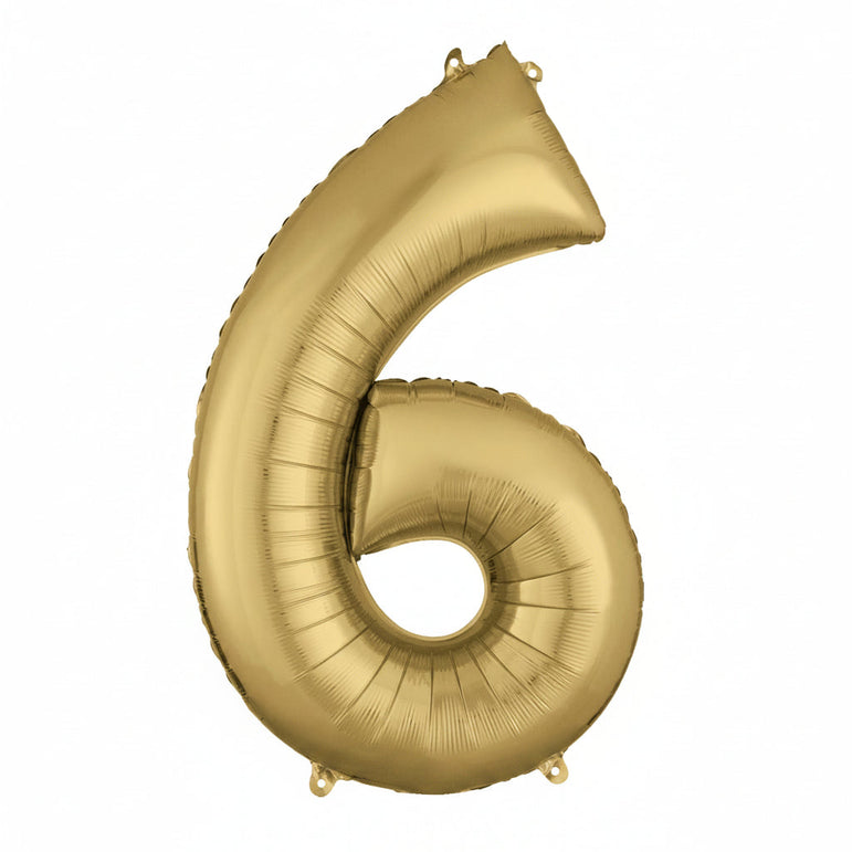 White Gold Number 6 Supershape Balloon 55x86cm Foil Balloon Party Decoration