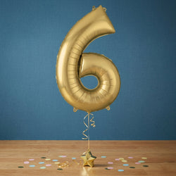 White Gold Number 6 Supershape Balloon 55x86cm Foil Balloon Party Decoration