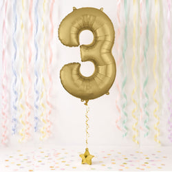 White Gold Number 3 Supershape Foil Balloon 34-Inch Party Decoration