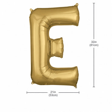 White Gold Letter E Supershape Foil Balloon 53x81cm Party Decoration - Party Centre