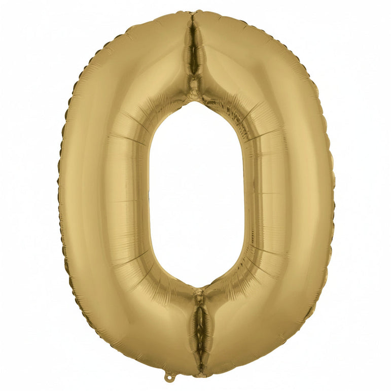 White Gold Number 0 Supershape Foil Balloon 66x88cm Party Decoration