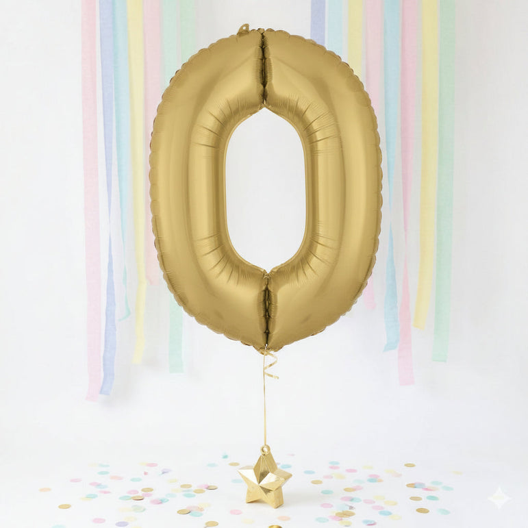 White Gold Number 0 Supershape Foil Balloon 66x88cm Party Decoration