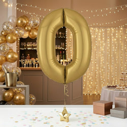 White Gold Number 0 Supershape Foil Balloon 66x88cm Party Decoration
