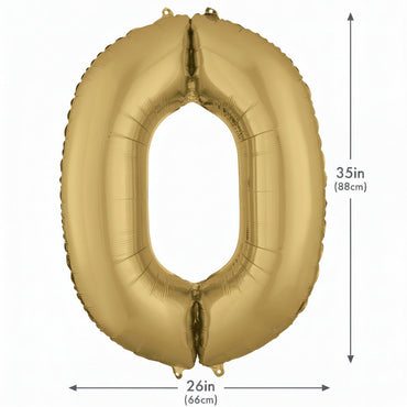 White Gold Number 0 Supershape Foil Balloon 66x88cm Party Decoration - Party Centre