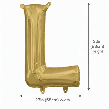 White Gold Letter L Supershape Foil Balloon 58x83cm Party Decoration - Party Centre