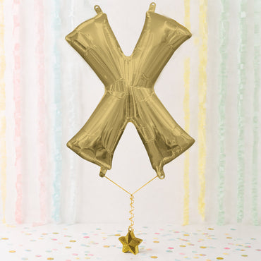 White Gold Letter X Supershape Foil Balloon 68x88cm Party Decoration - Party Centre
