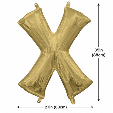 White Gold Letter X Supershape Foil Balloon 68x88cm Party Decoration - Party Centre