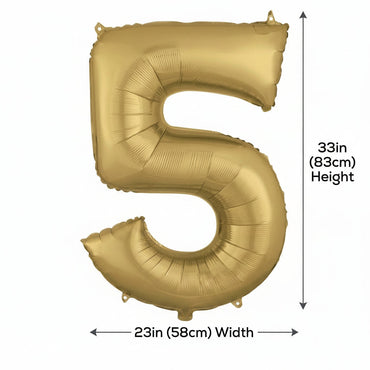 White Gold Number 5 Supershape Foil Balloon Party Decoration - Party Centre