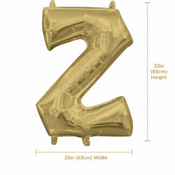 White Gold Letter Z Supershape Foil Balloon 63x83cm Party Decoration