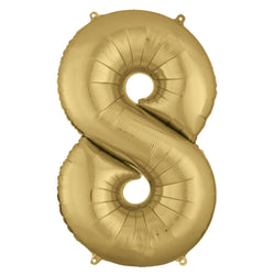White Gold Number 8 Supershape Foil Balloon 53x86cm Party Decoration