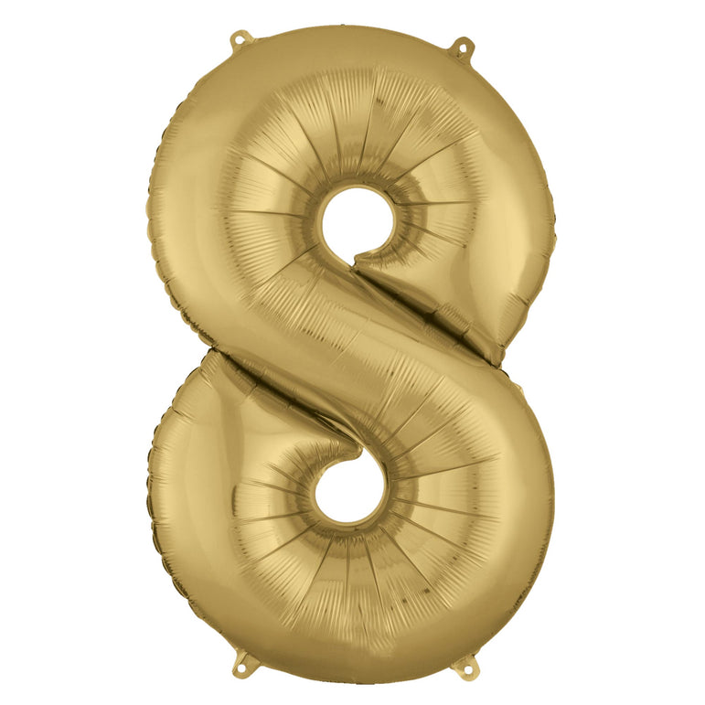 White Gold Number 8 Supershape Foil Balloon 53x86cm Party Decoration