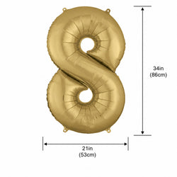 White Gold Number 8 Supershape Foil Balloon 53x86cm Party Decoration