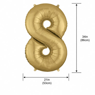 White Gold Number 8 Supershape Foil Balloon 53x86cm Party Decoration - Party Centre