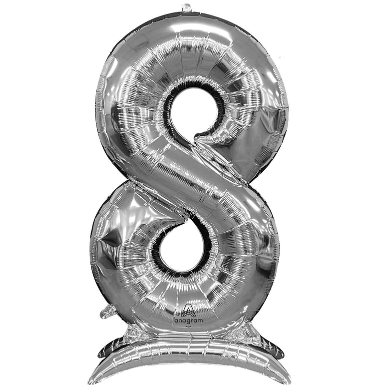 Silver Stand-Up Number Foil Balloon
