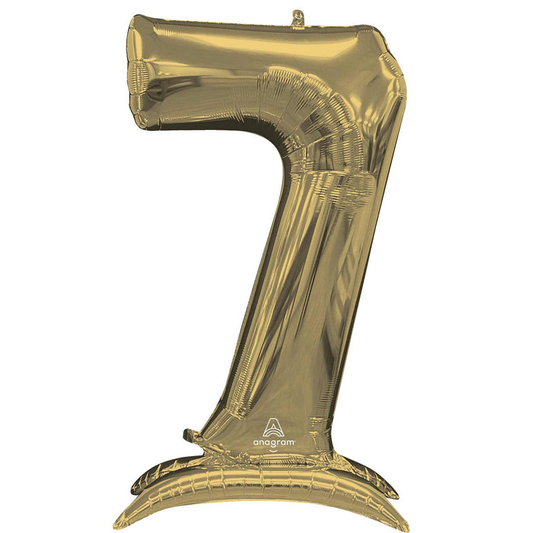 White Gold Stand-Up Number Foil Balloon