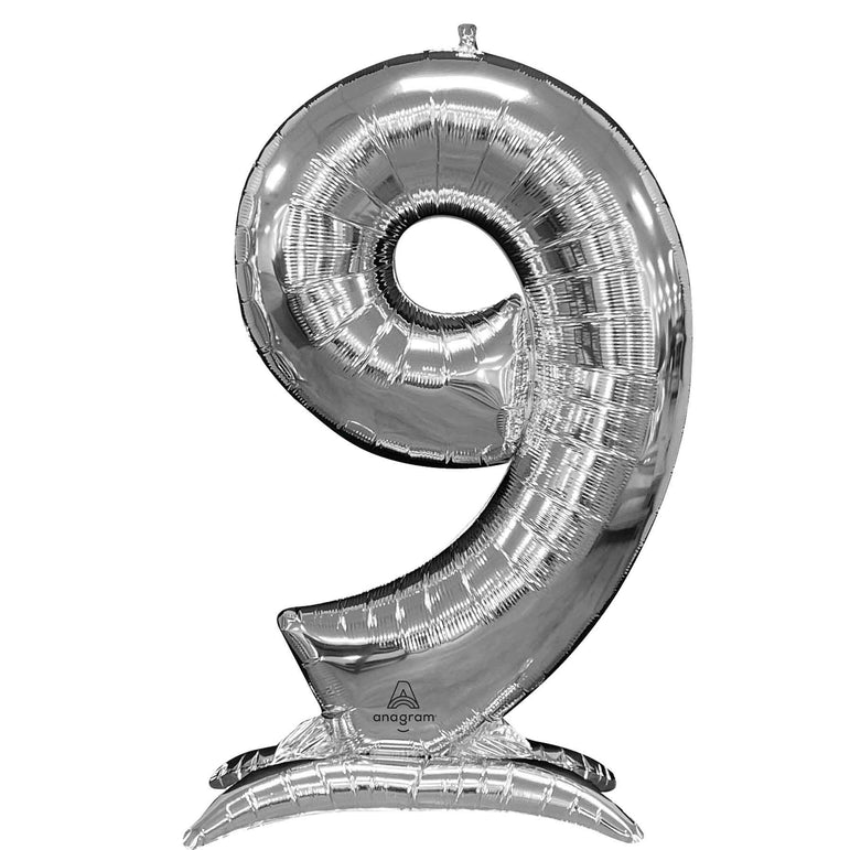 Silver Stand-Up Number Foil Balloon
