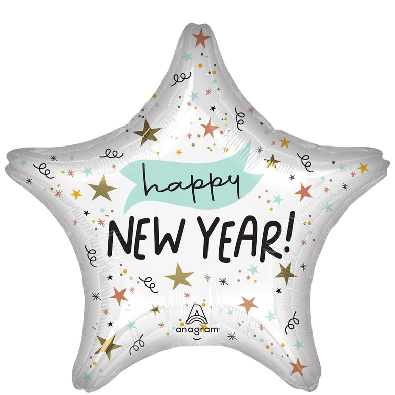Noon Year Star Foil Balloon 18in