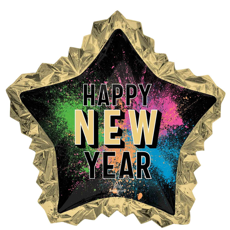 New Year Glow Star Supershape Balloon
