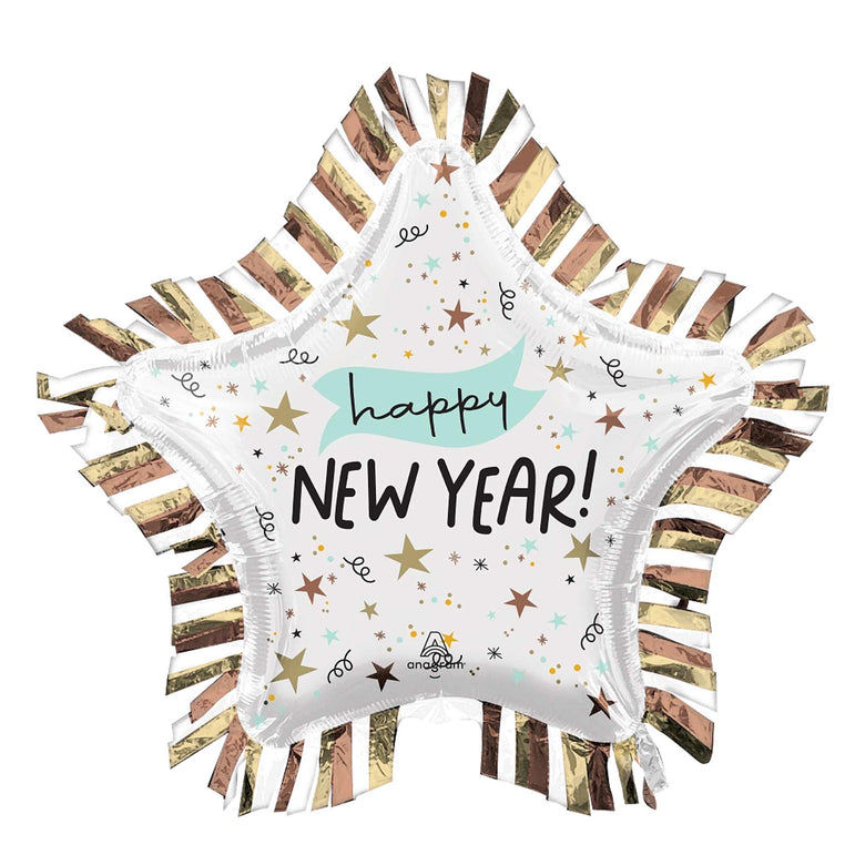 Noon Year Star Fringe Border Supershape Balloon