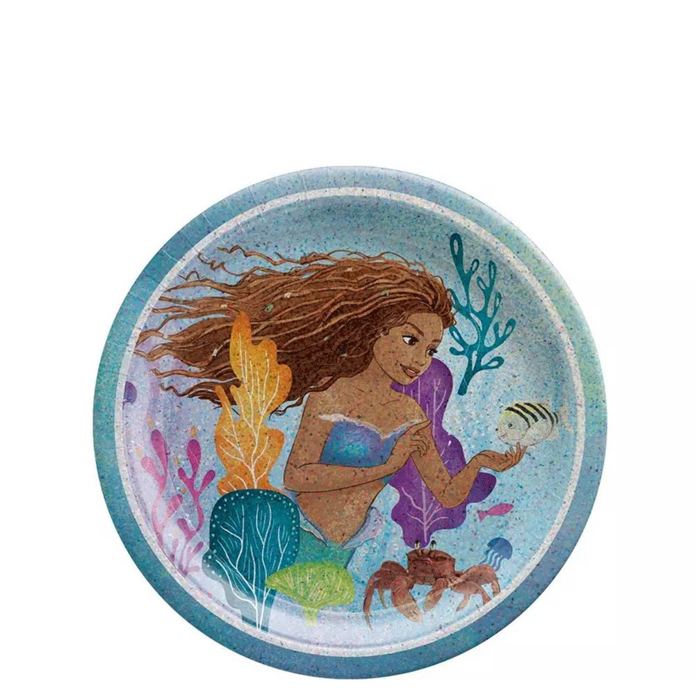 The Little Mermaid Round Plates 7in, 8pcs - Party Centre