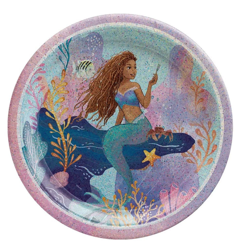 The Little Mermaid Round Plates 9in, 8pcs - Party Centre