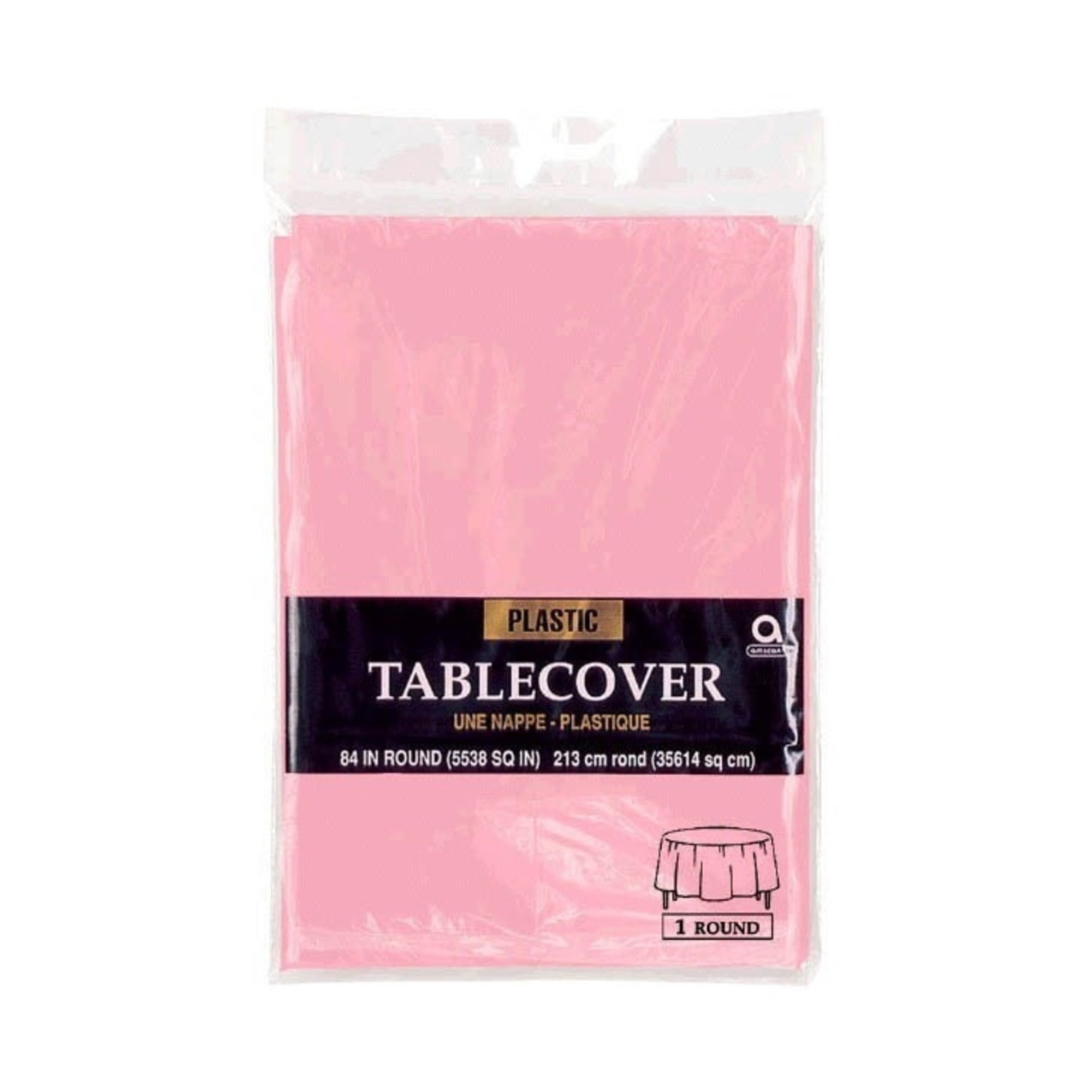 New Pink Round Plastic Table Cover 84in - Party Centre