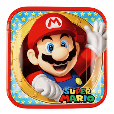 Super Mario Square Paper Plates 9in, 8pcs - Party Centre