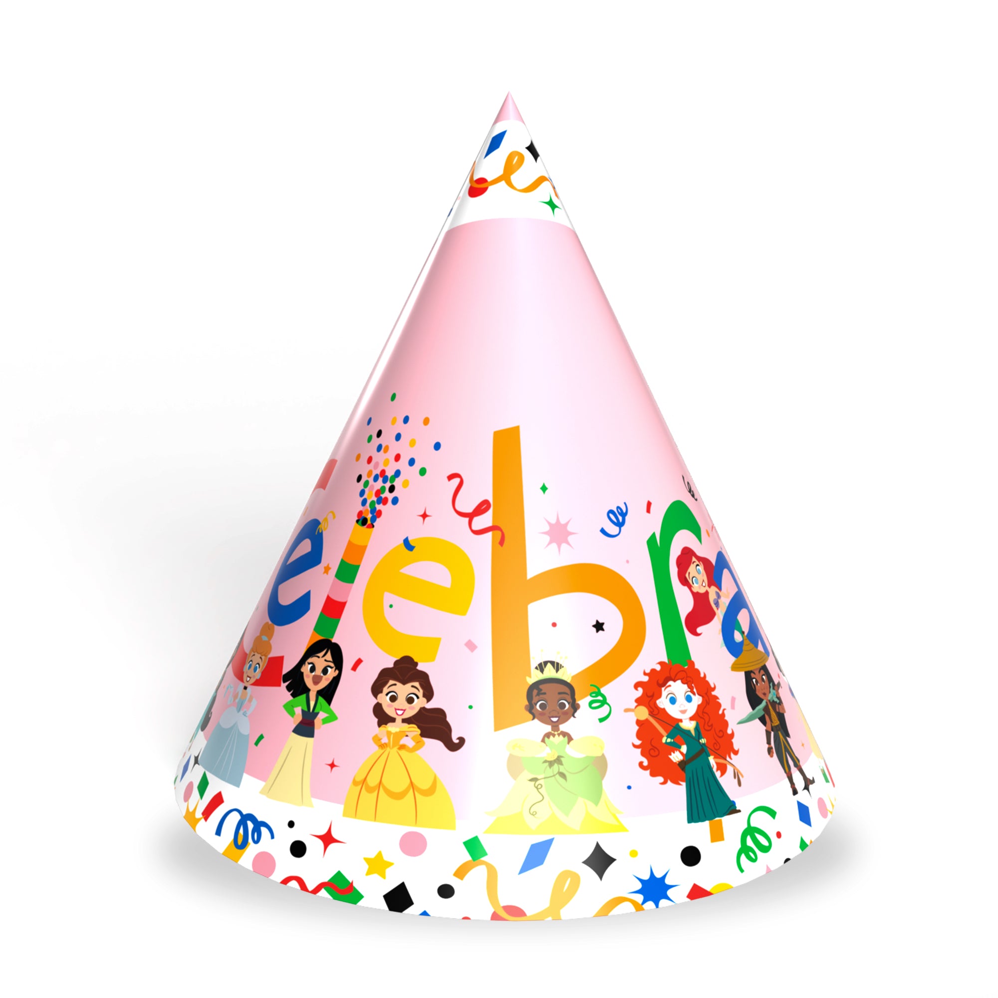 Cute Celebration Disney D100 Princess Cone Hat 8pcs - Party Centre