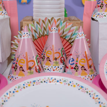 Cute Celebration Disney D100 Princess Cone Hat 8pcs - Party Centre