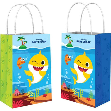 Baby Shark Printed Kraft Bag 8pcs - Party Centre