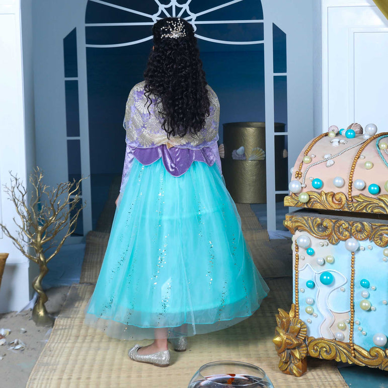 زي تنكري بريستيج باللون الذهبي على شكل شخصية أميرة ديزني آريل