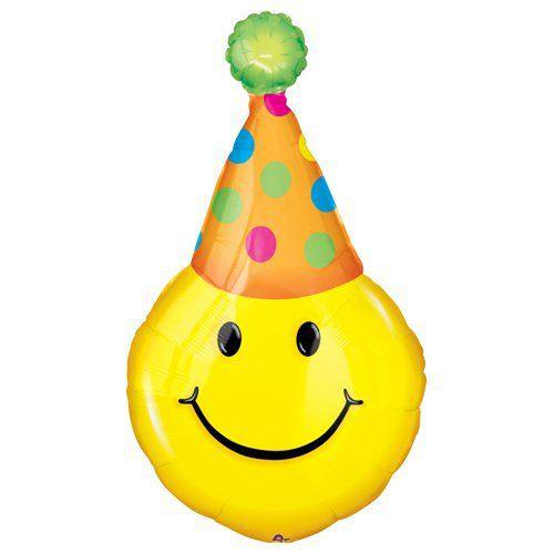 Party Hat Smiles Foil Balloon 22 x 39in Balloons & Streamers - Party Centre - Party Centre