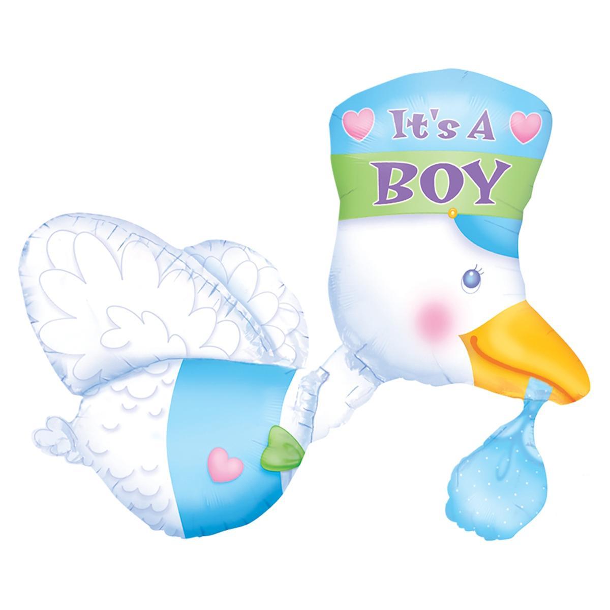 Bundle Of Joy Stork - It's A Boy Balloon 23 x 32in Balloons & Streamers - Party Centre - Party Centre