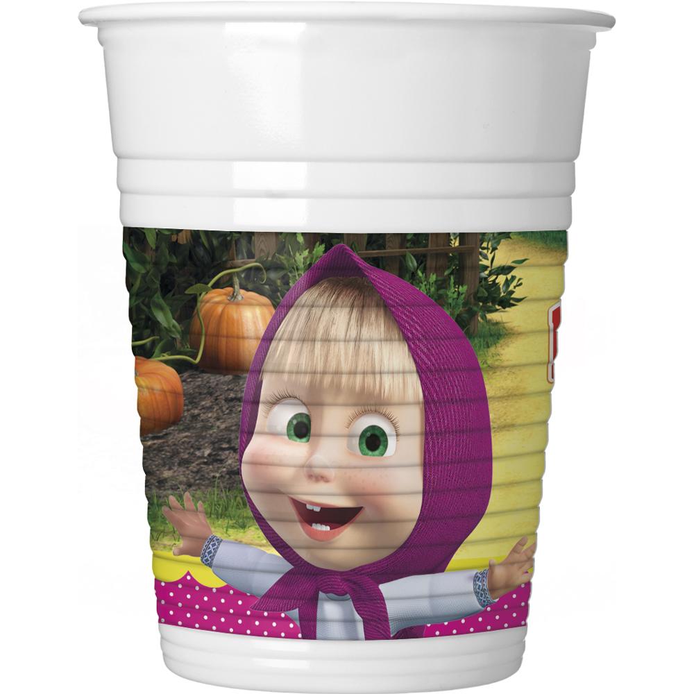 Masha and the Bear Plastic Cups 200ml 8pcs Printed Tableware - Party Centre - Party Centre