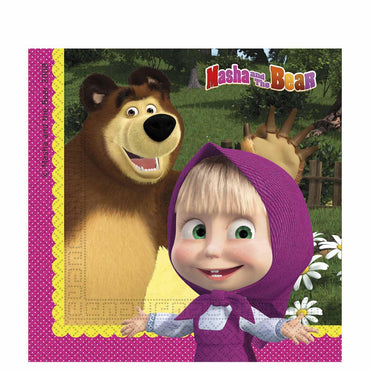 Masha and the Bear Paper Tissues 20pcs Printed Tableware - Party Centre - Party Centre