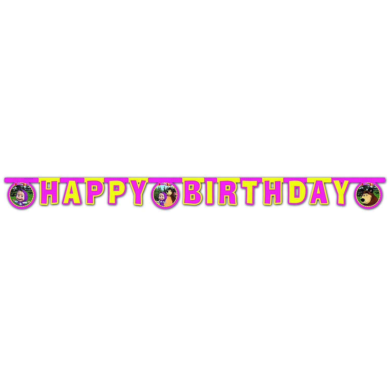 Masha And The Bear Happy Birthday Banner Decorations - Party Centre - Party Centre