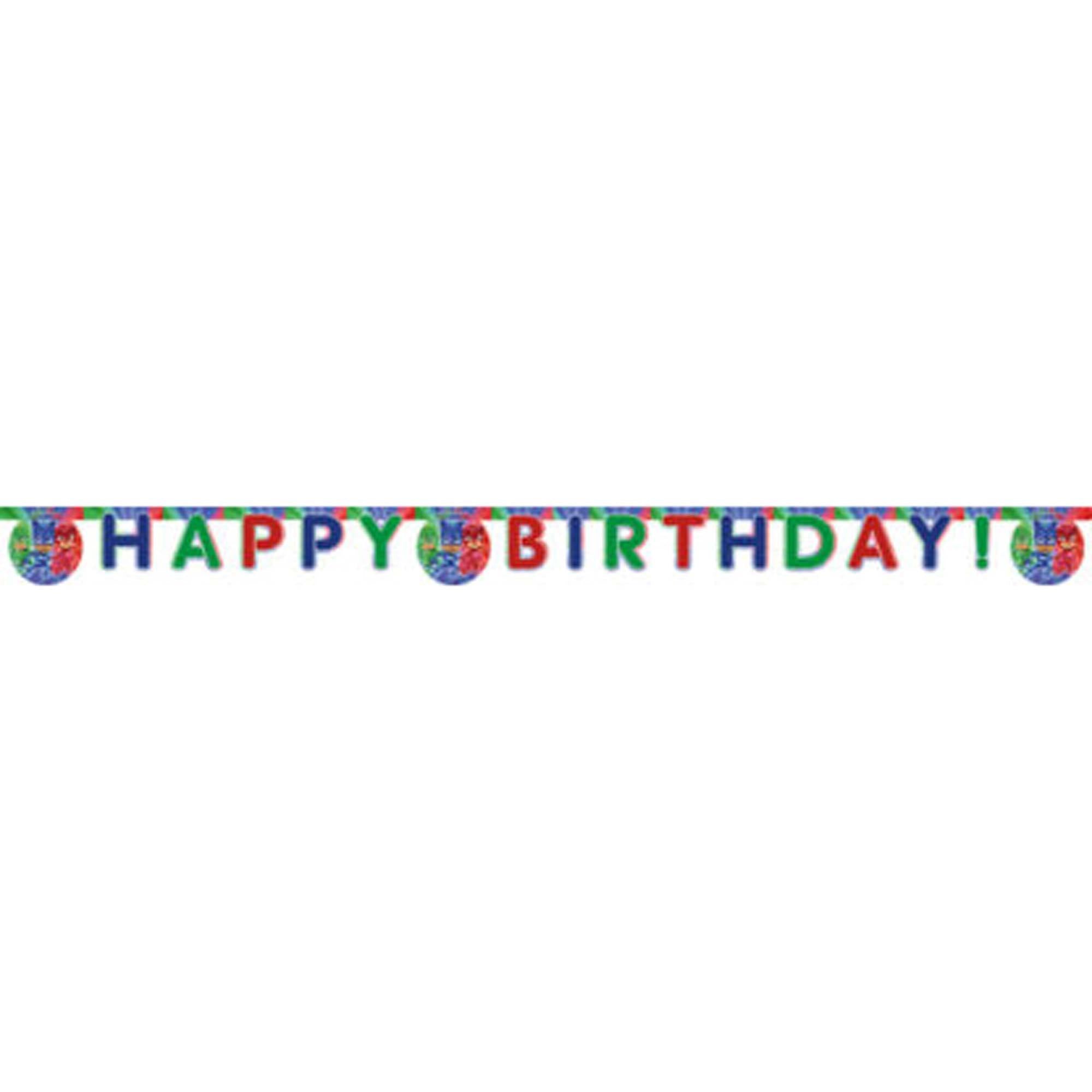 PJ Masks Die Cut Happy Birthday Banner Decorations - Party Centre - Party Centre