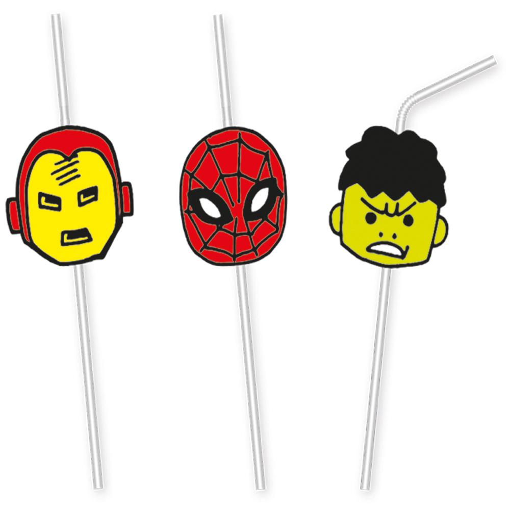 Avengers Pop Comic Marvel Drinking Straws 6pcs Candy Buffet - Party Centre - Party Centre