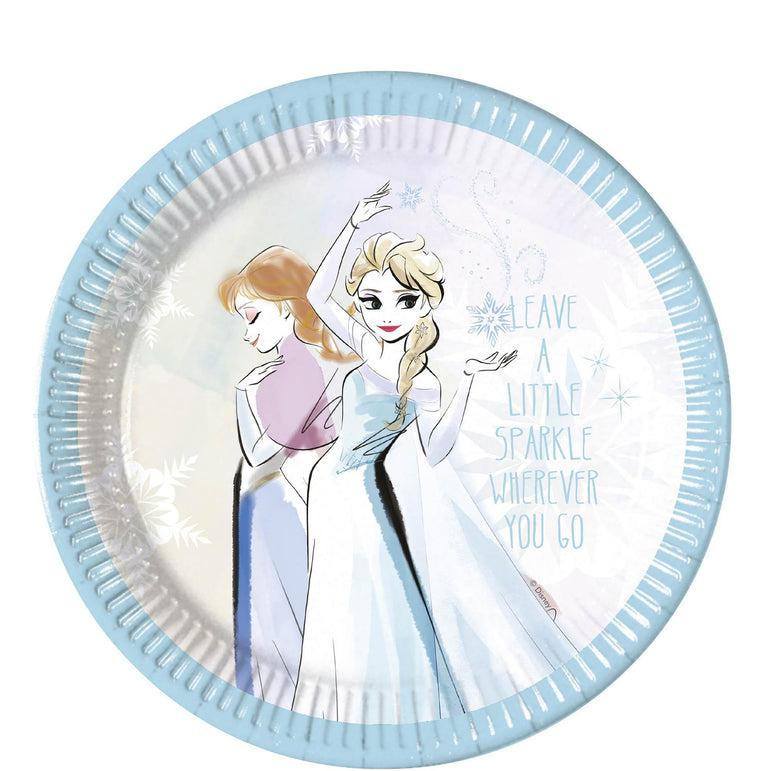 Frozen Sparkle Paper Plates 9in, 8pcs Printed Tableware - Party Centre