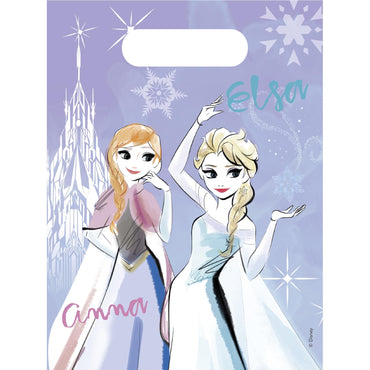 Frozen Sparkle Disney Plastic Party Bags 6pcs Favours - Party Centre - Party Centre