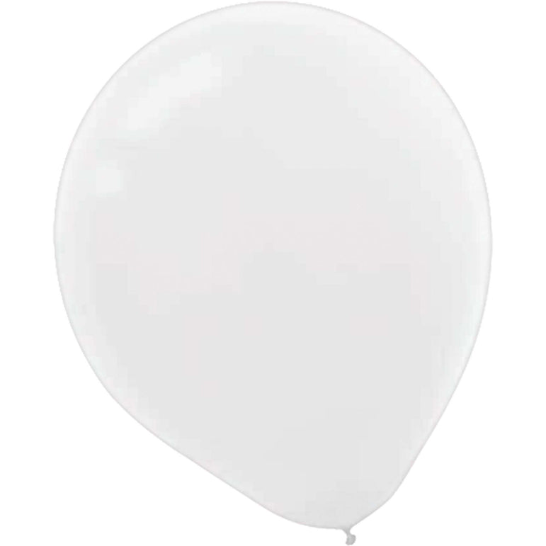 Standard White Latex Balloon 12in 50pcs Balloons & Streamers - Party Centre
