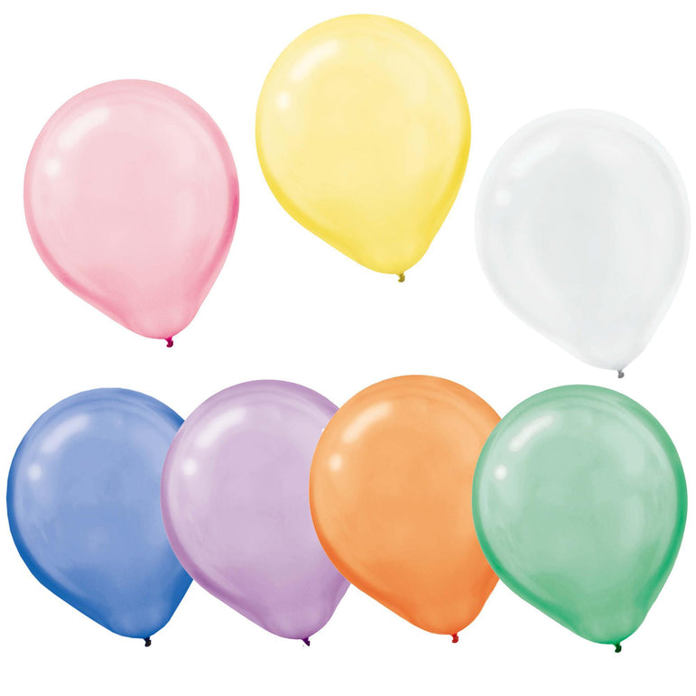Metallic Assorted Latex Balloons 12in, 50pcs Balloons & Streamers - Party Centre