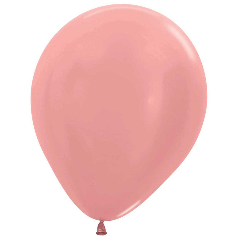 Pearl Rose Gold Latex Balloons 12in, 50pcs Balloons & Streamers - Party Centre
