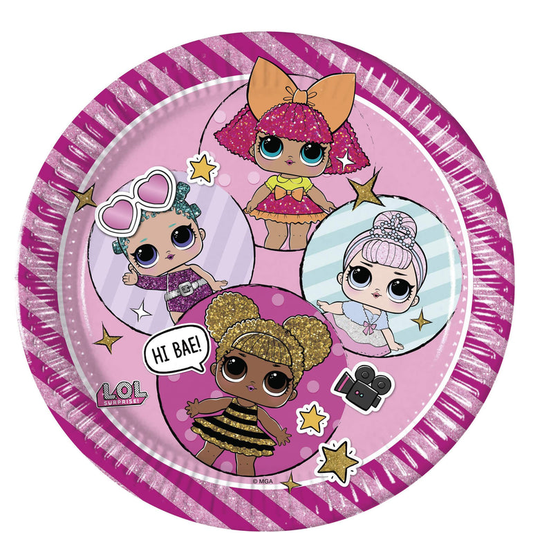 LOL Metallic Paper Plates 9in, 8pcs Printed Tableware - Party Centre