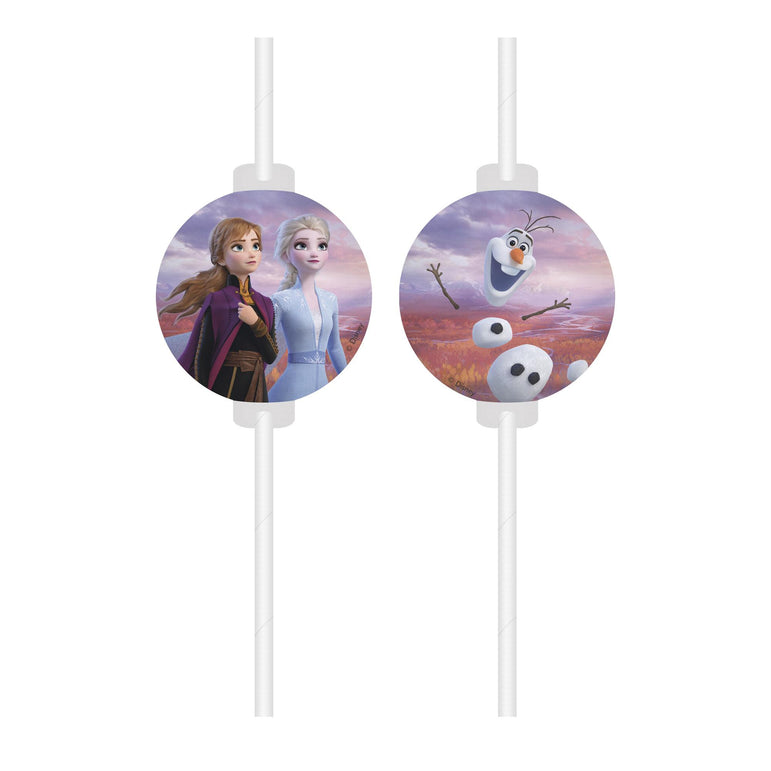 Frozen II Flexi Drinking Straws 6pcs Candy Buffet - Party Centre