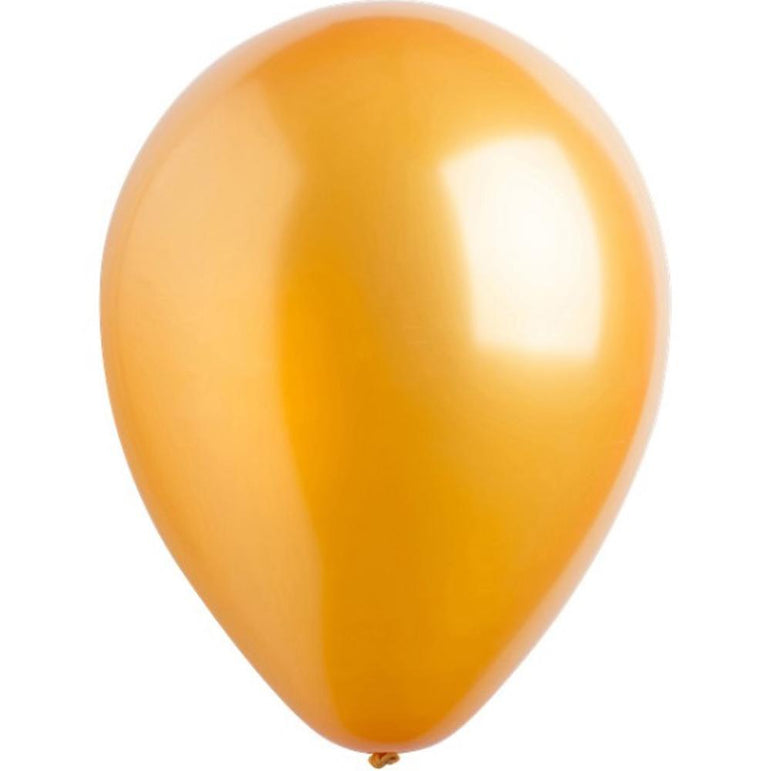 Gold Metallic Latex Balloons 11in, 50pcs Balloons & Streamers - Party Centre
