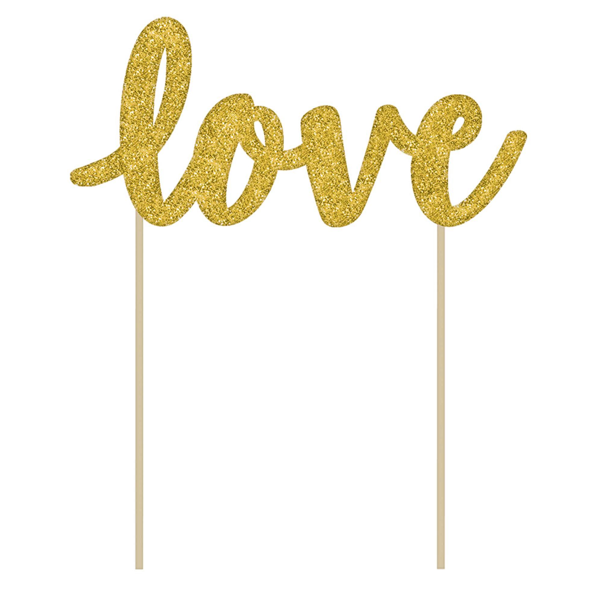 Love Glitter Paper Cake Pick 5.50in Party Accessories - Party Centre - Party Centre