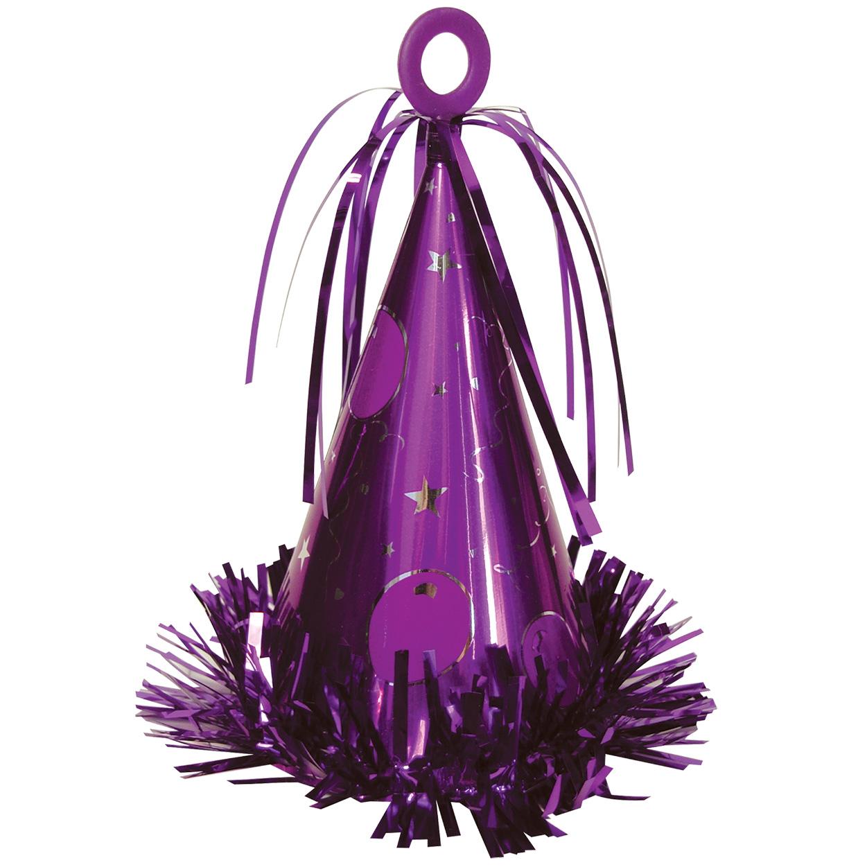 Purple Party Hat Balloon Weight 6oz Balloons & Streamers - Party Centre - Party Centre