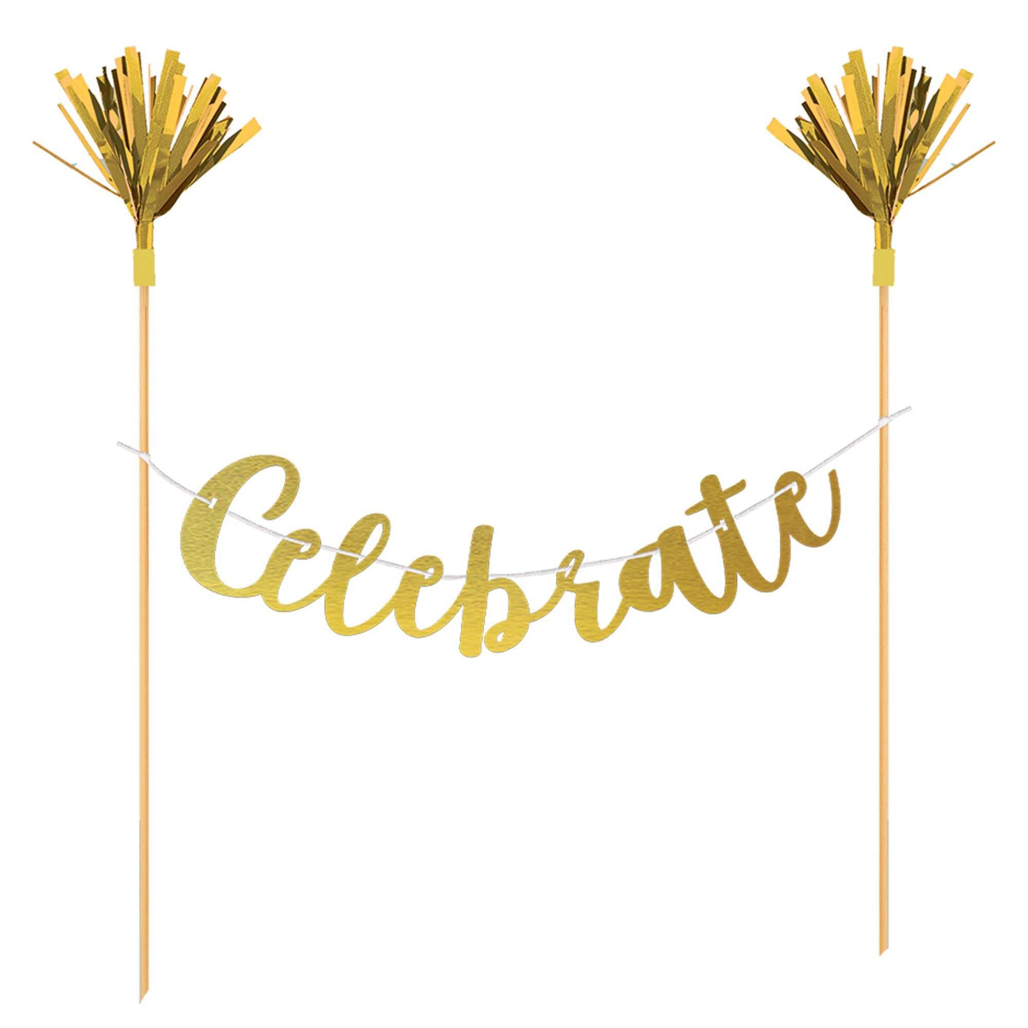 Celebrate Gold Cake Banner Party Accessories - Party Centre - Party Centre
